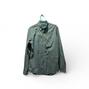 Ralph Lauren Green & White Vertical Stripe Button-Down Shirt